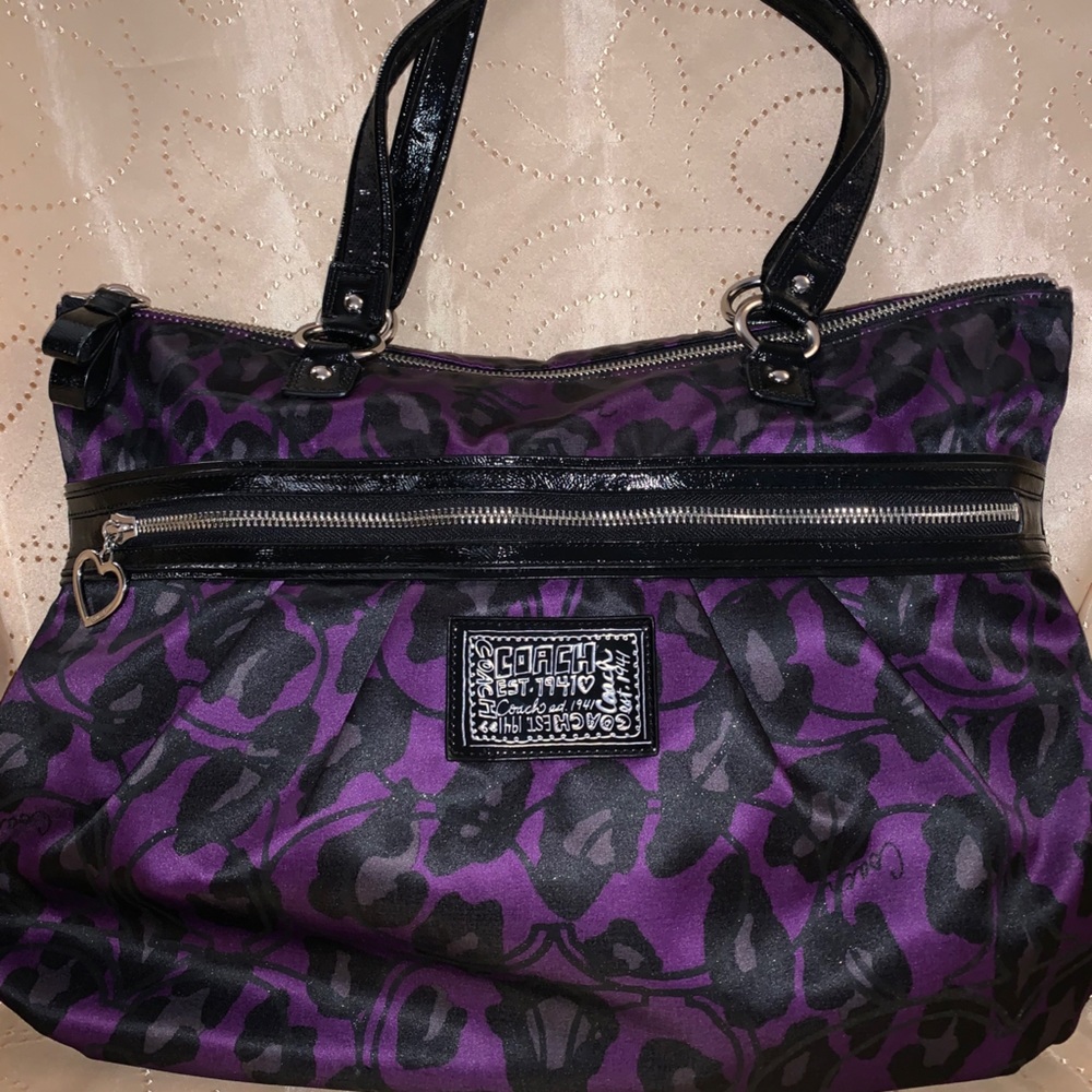 Coach Poppy Daisy Leopard Ocelot Glam Tote